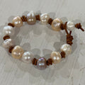 Leather & Pearl Bracelet - Single Strand