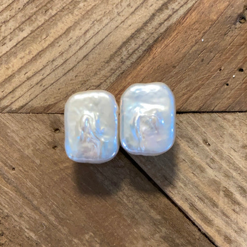 Rectangle Pearl Studs