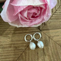 Huggie Hoops w/ Small Oval Pearl