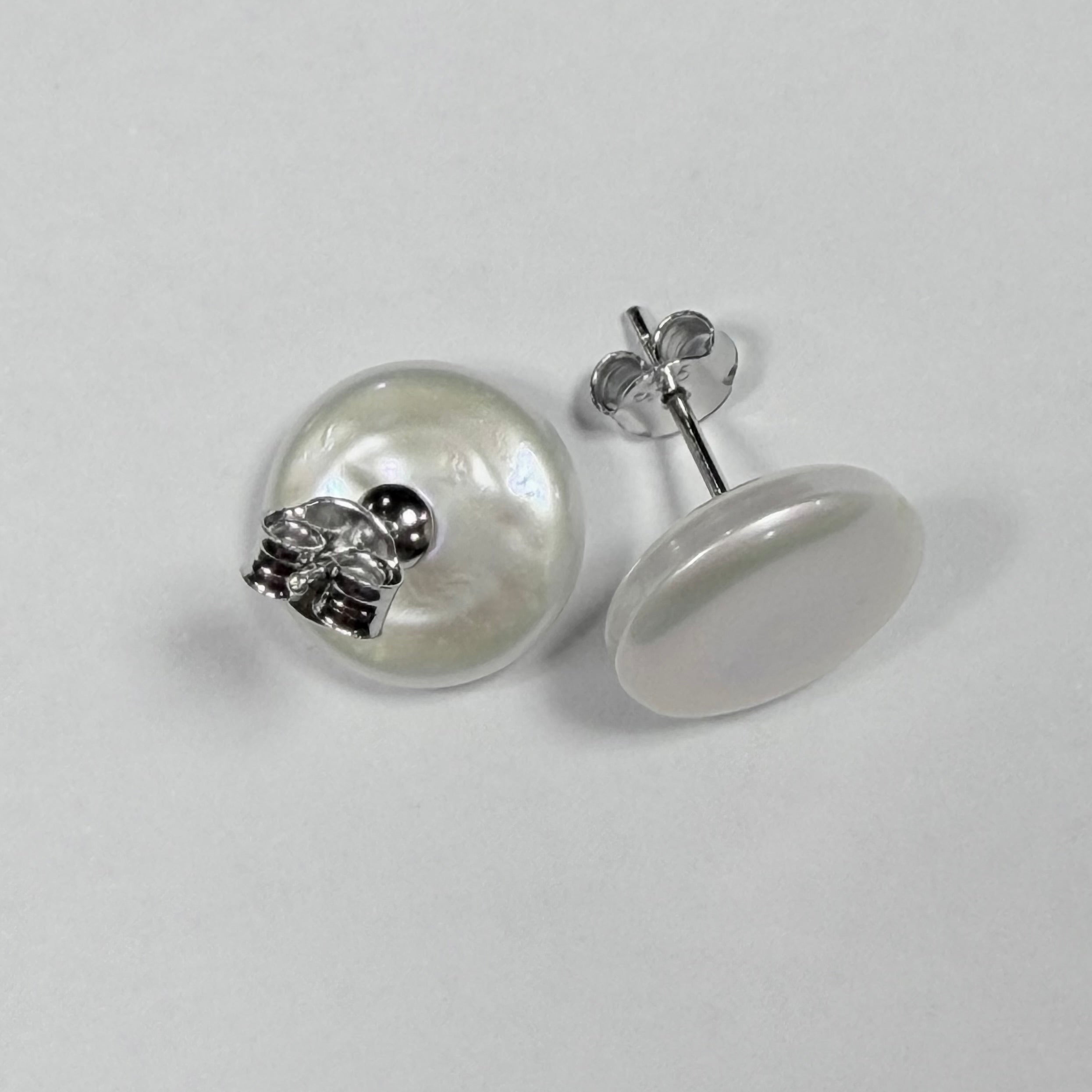 Coin Pearl Studs - Silver
