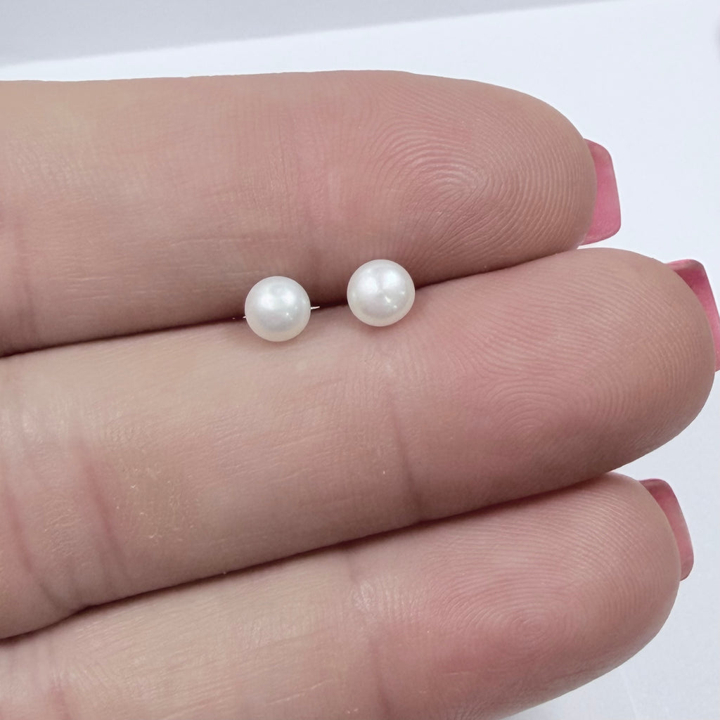 Baby Girl Pearl Studs - Silver