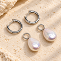 Huggie Hoops w/ Small Flat Pearl