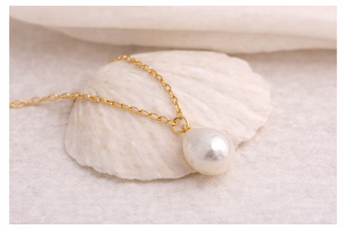 Baroque Pearl Huggie Earrings