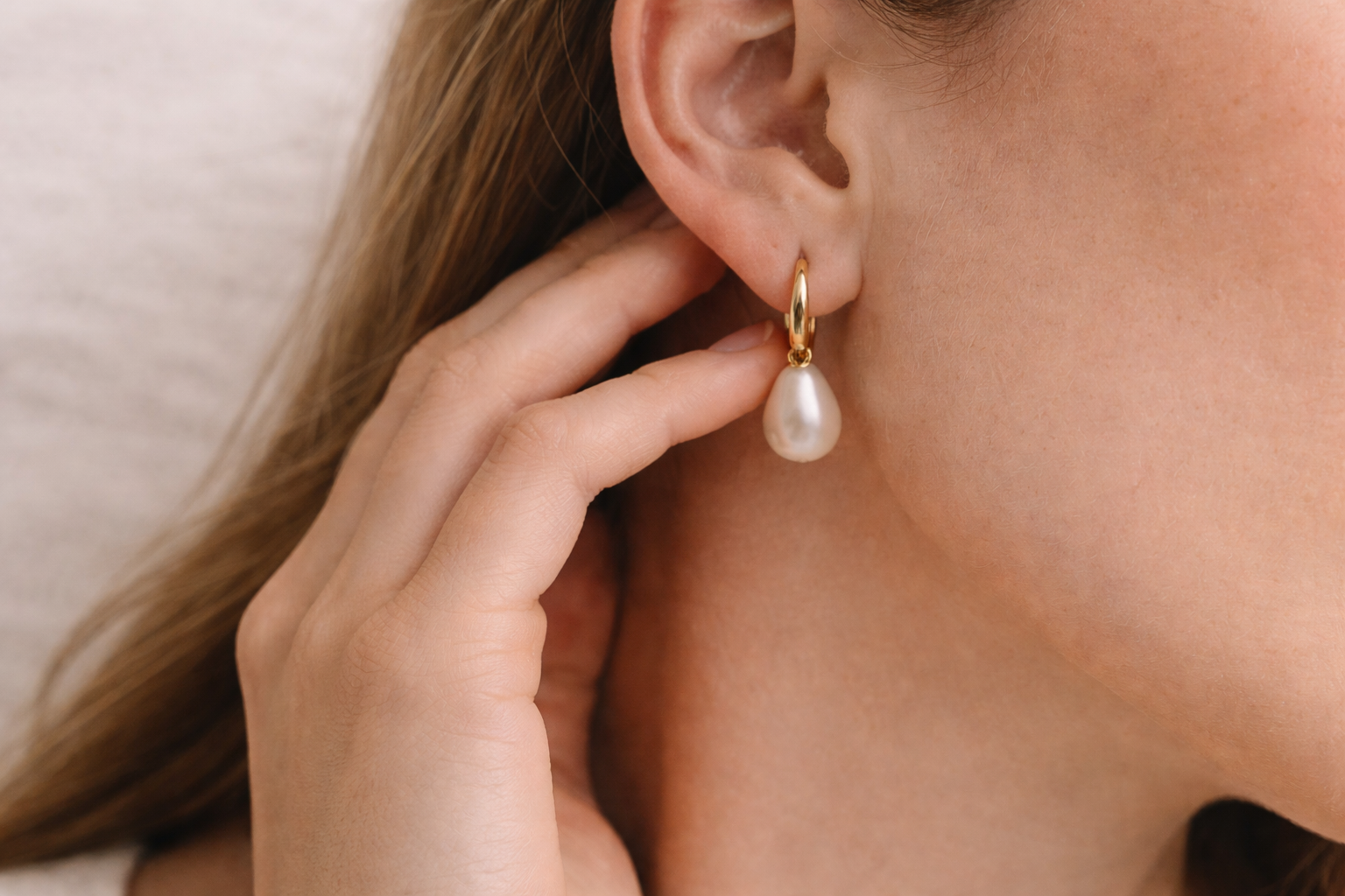 Baroque Pearl Huggie Earrings