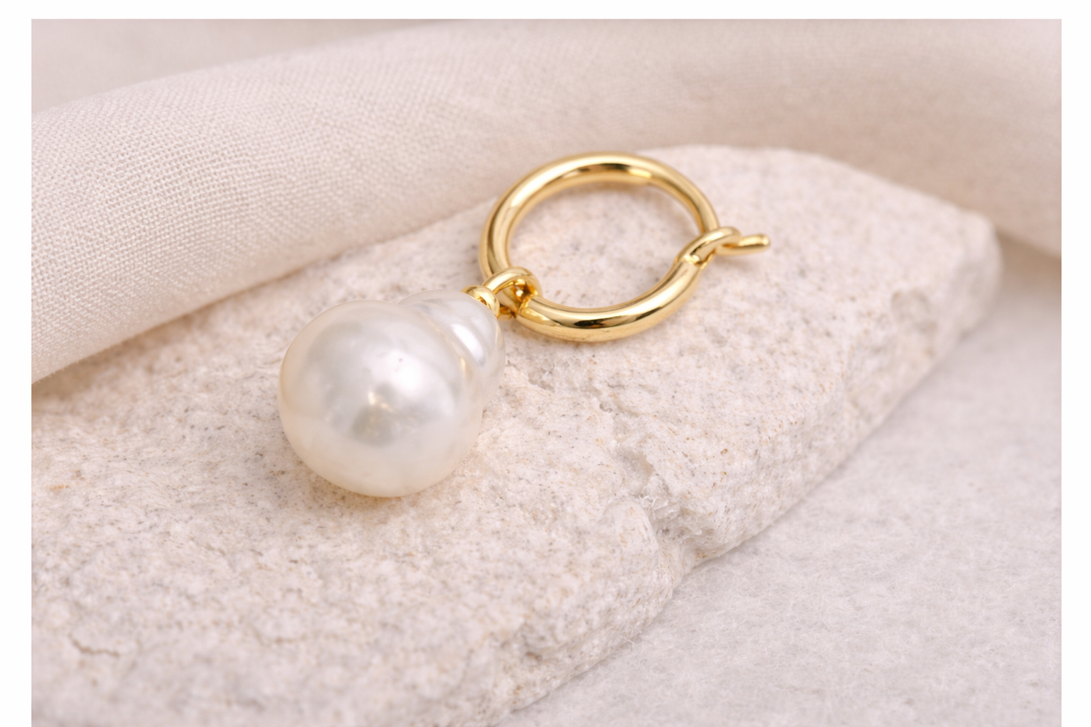 Baroque Pearl Huggie Earrings